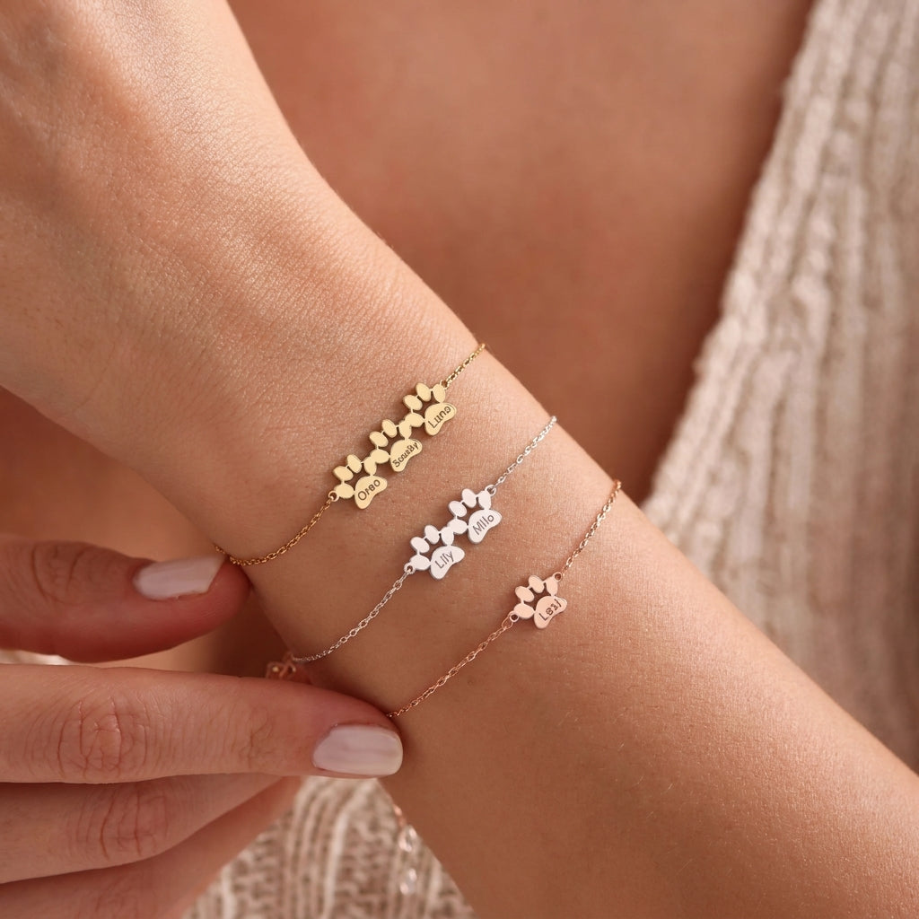 Bracelet personnalisé prénom patte