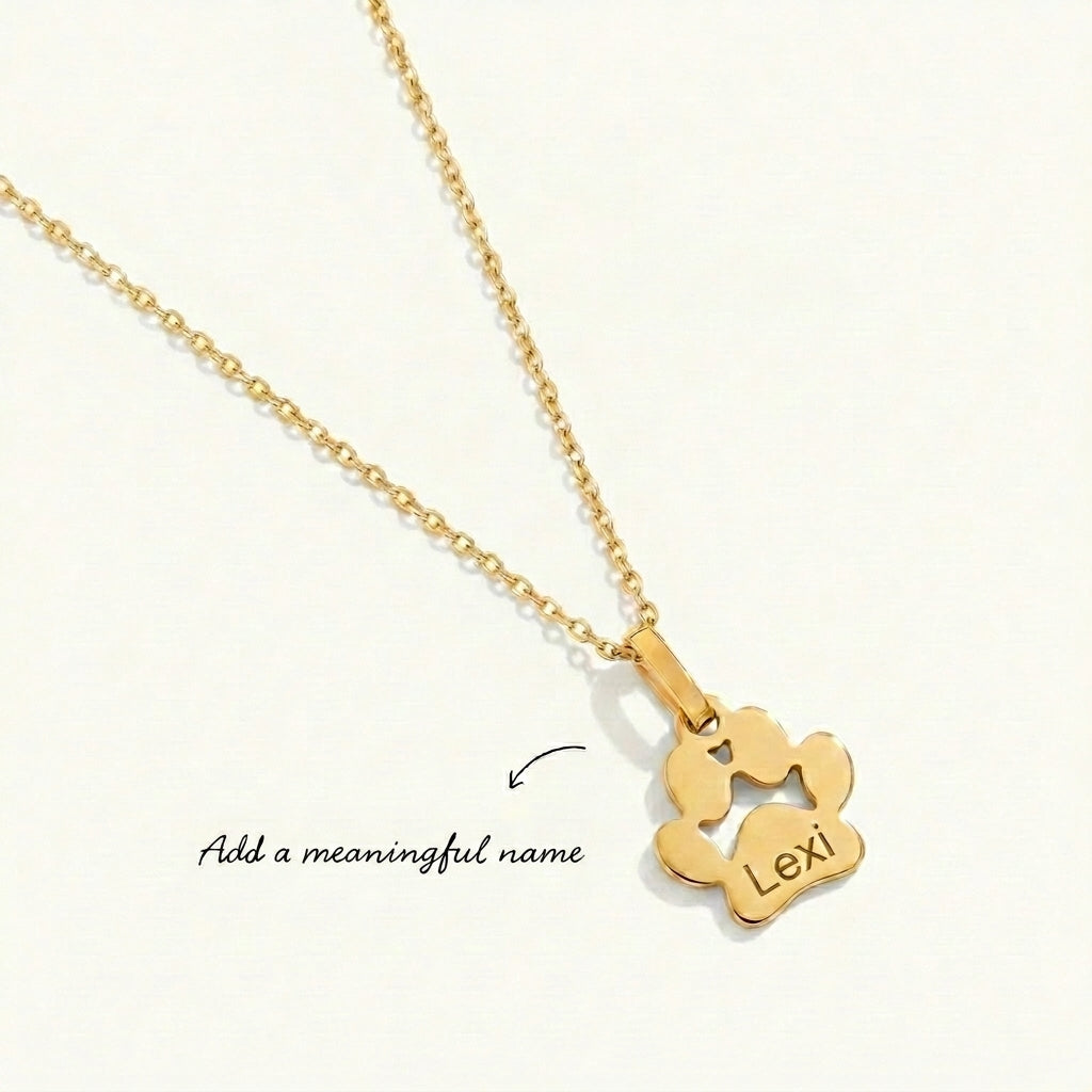 Custom Paw Name Necklace