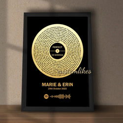 Custom Metallic Foil Song Lyrics Print